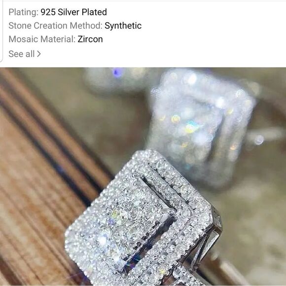 Halo Zircon silver ring size 7 - Picture 14 of 14